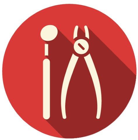 two dentistry instruments icon